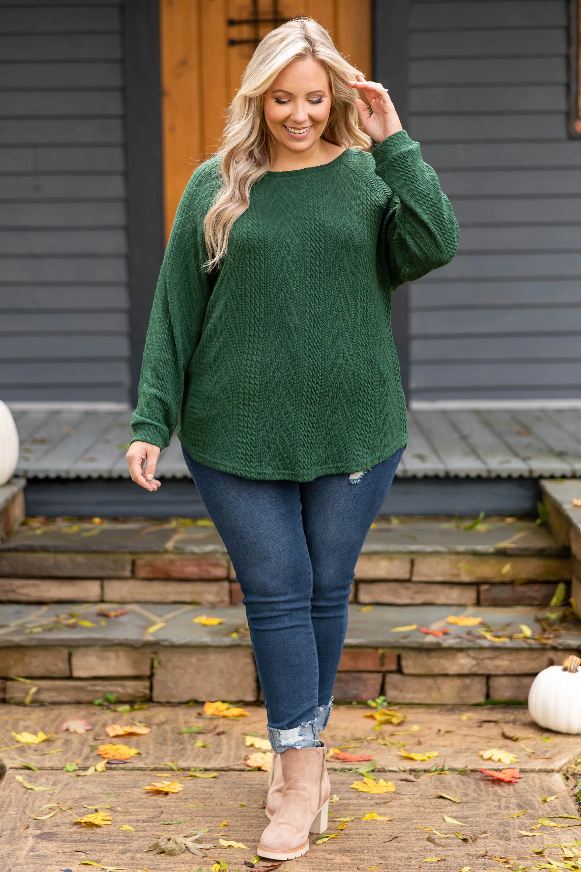 Slouchy Cableknit, Hunter Green