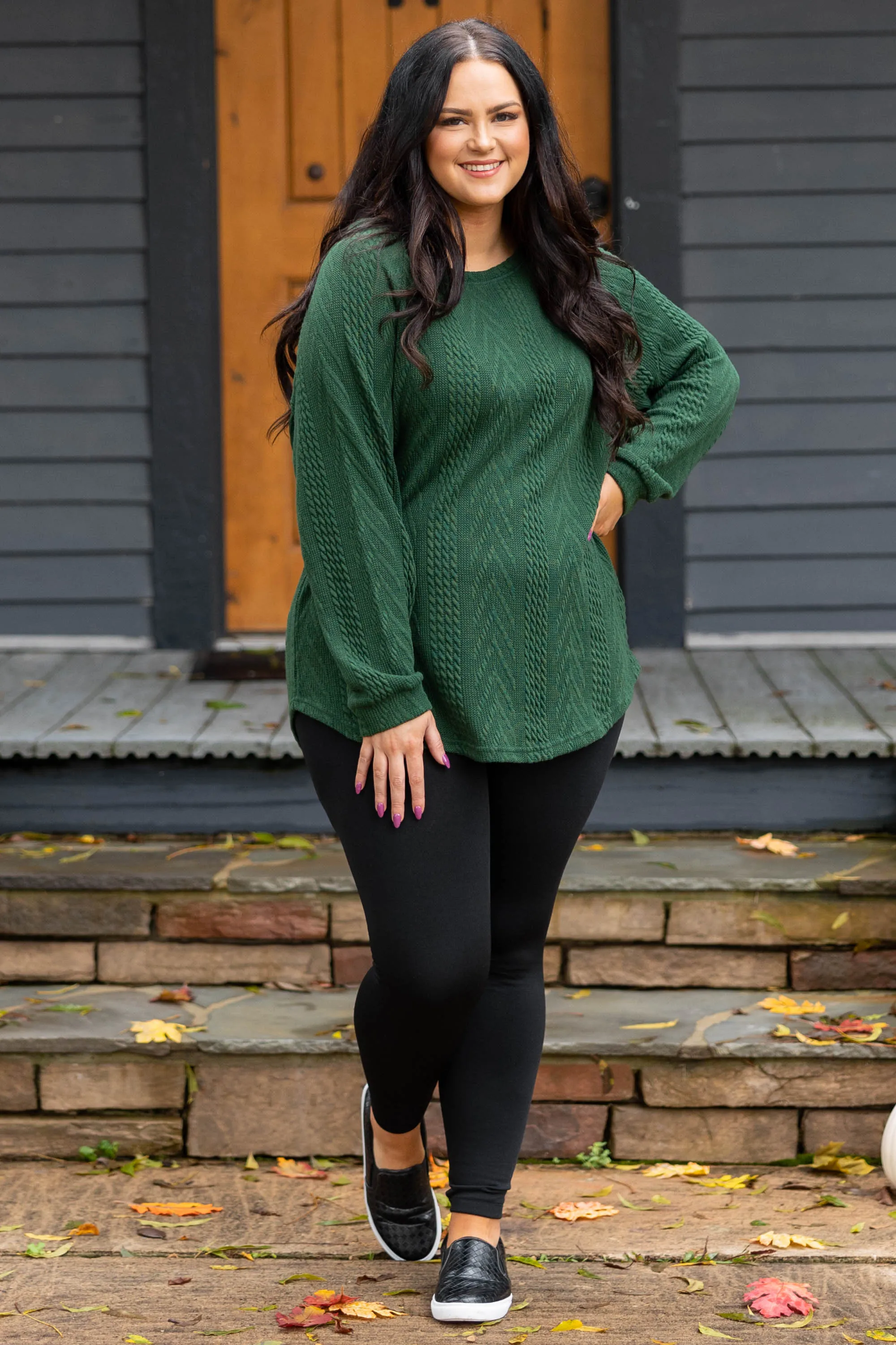 Slouchy Cableknit, Hunter Green