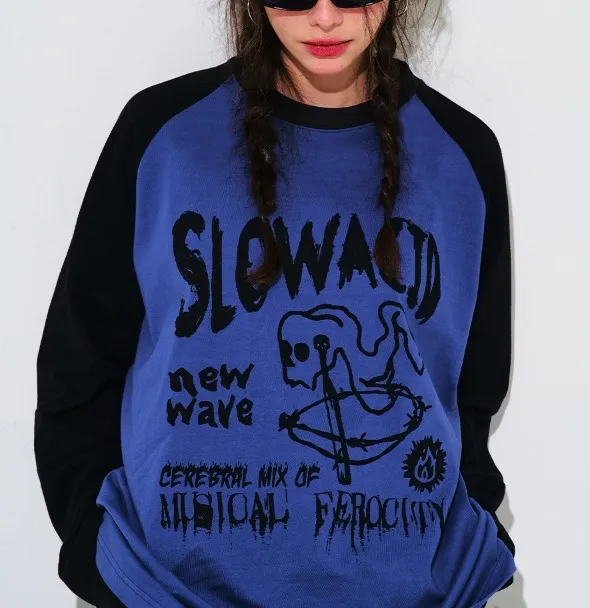 SLOW ACID  |Unisex U-Neck Long Sleeves Cotton Oversized