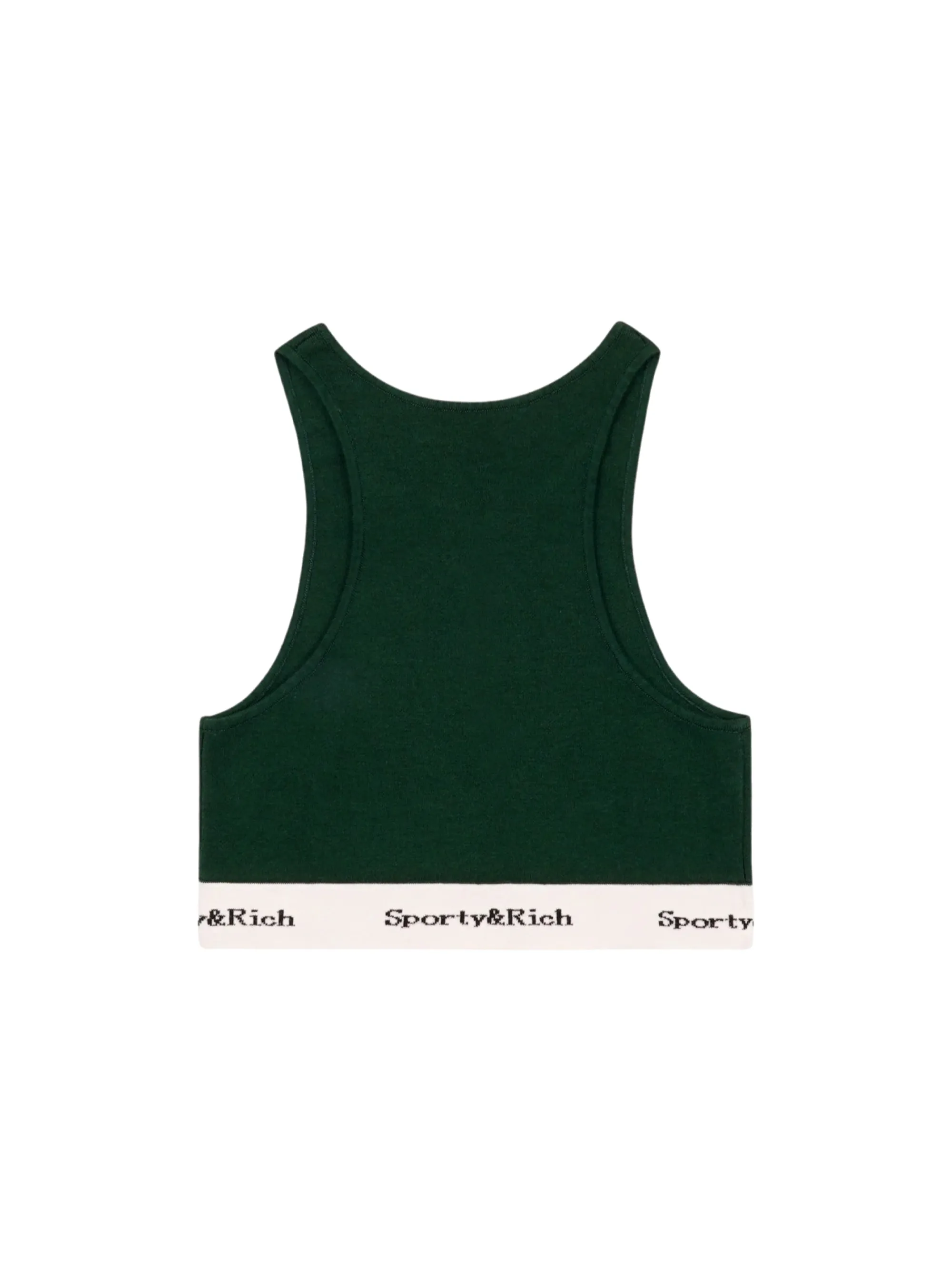 Sporty & Rich Serif Logo Cropped Tank in Forest