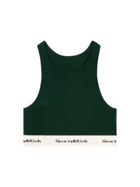 Sporty & Rich Serif Logo Cropped Tank in Forest