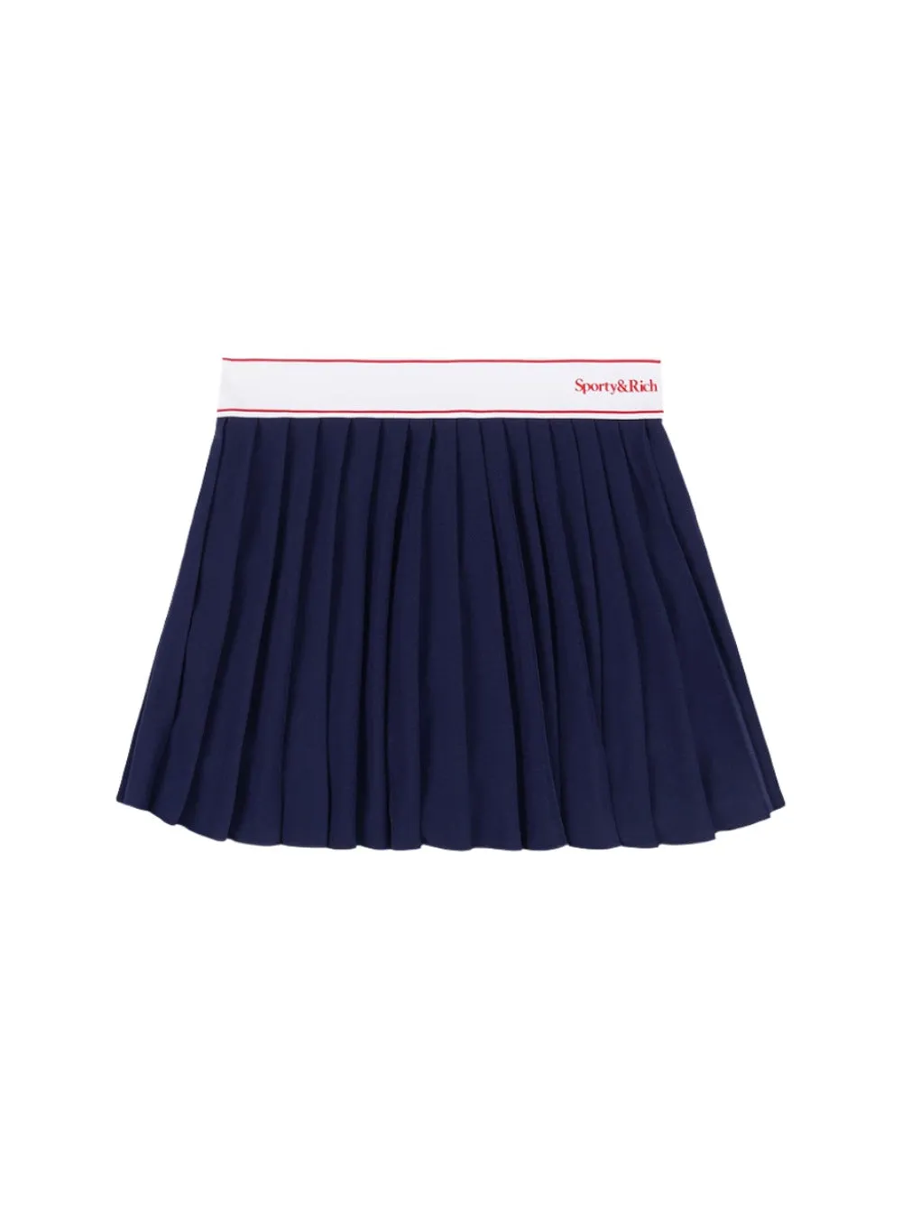 Sporty & Rich Serif Logo Pleated Skirt in Navy