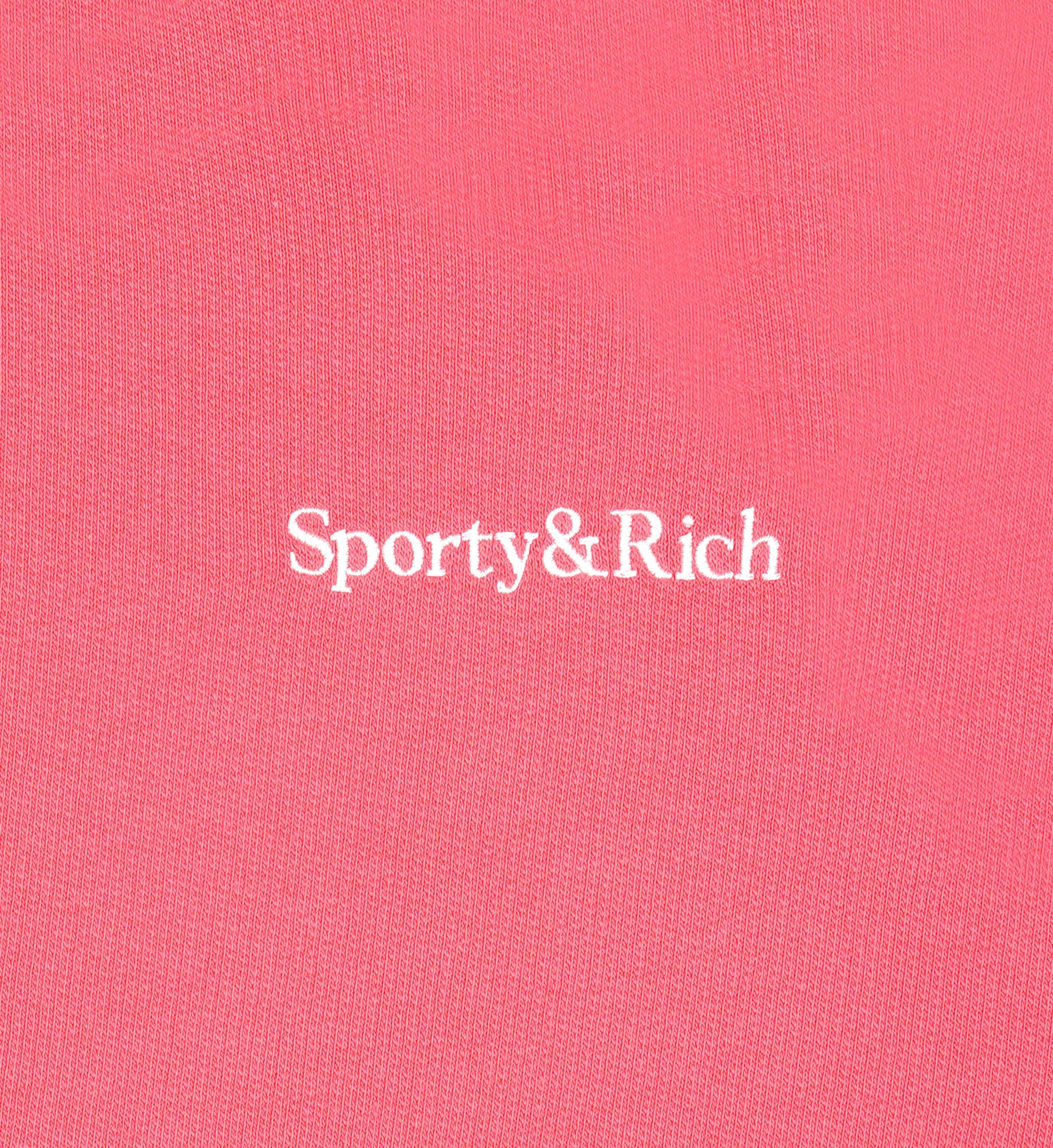 Sporty & Rich Serif Logo Soft Gym Shorts in Cotton Candy