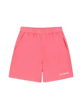 Sporty & Rich Serif Logo Soft Gym Shorts in Cotton Candy