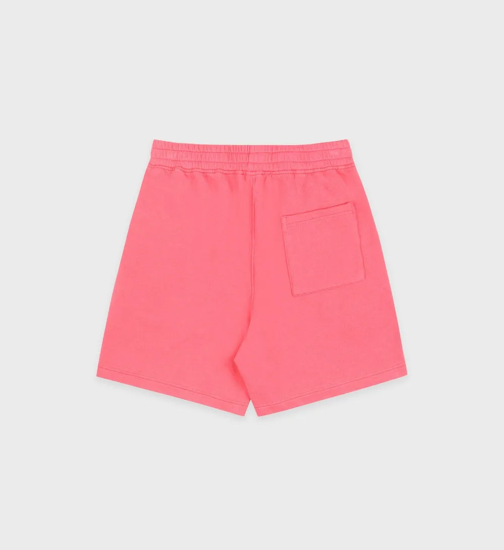 Sporty & Rich Serif Logo Soft Gym Shorts in Cotton Candy