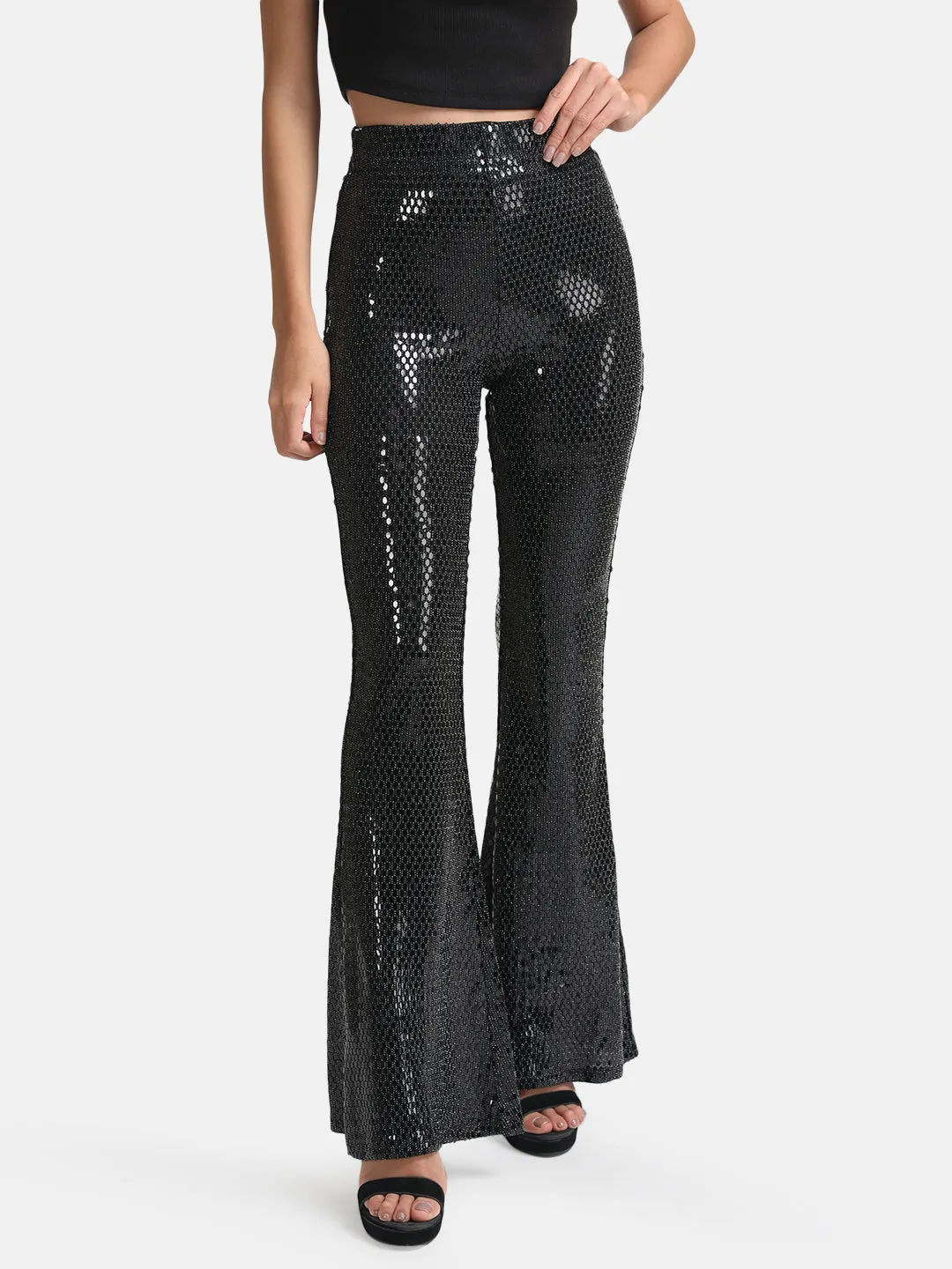 Stickon Sequin Flared Pants