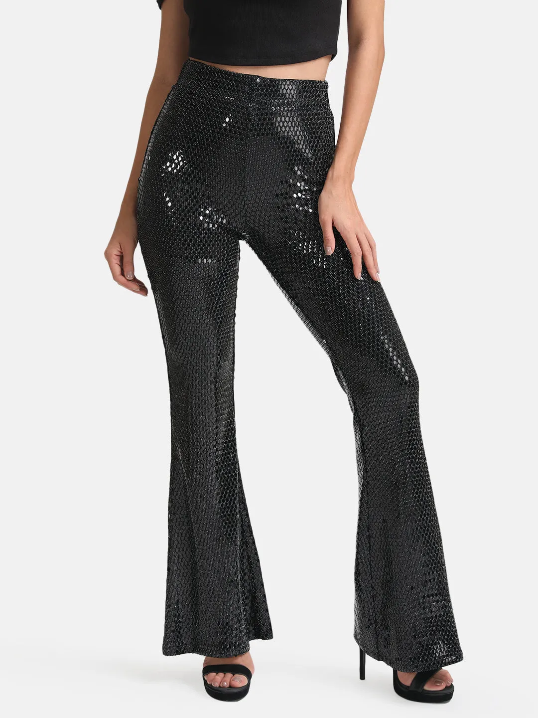 Stickon Sequin Flared Pants