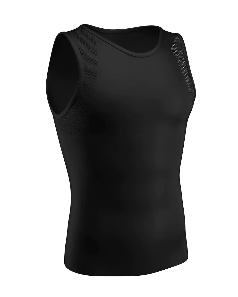 Stretch cotton moderate compression shaper tank with mesh cutouts