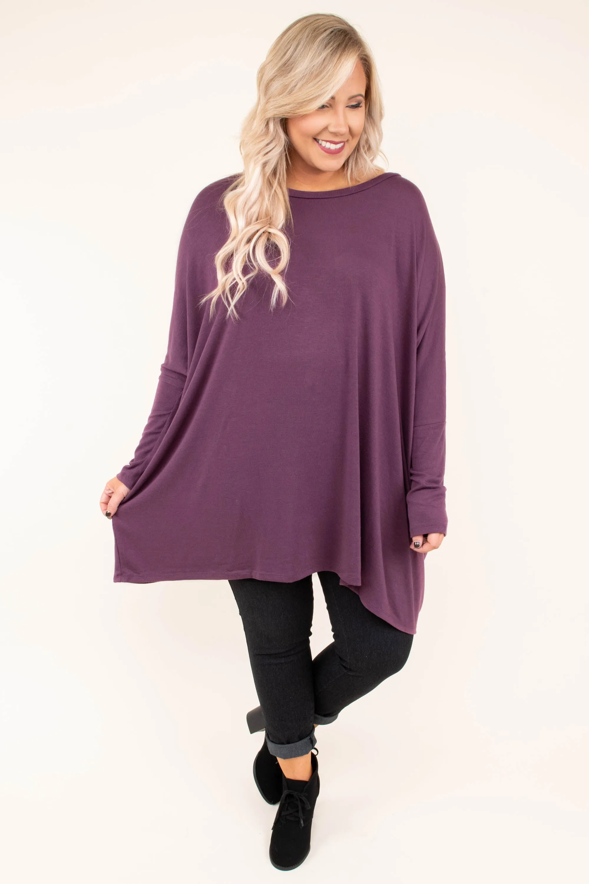 Strolling Downtown Tunic, Eggplant