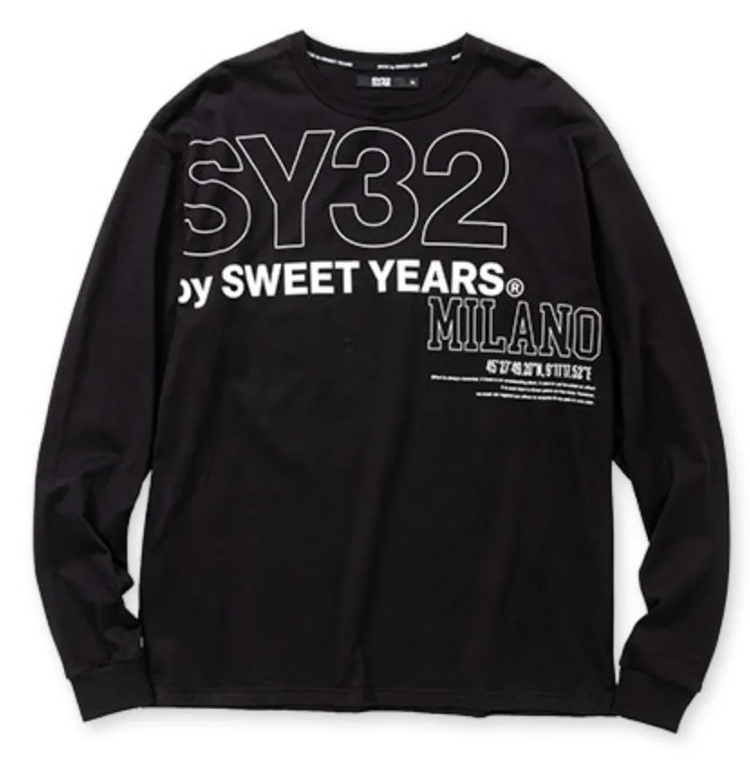 SWEET YEARS  |Crew Neck Bi-color Long Sleeves Cotton Long Sleeve T-shirt