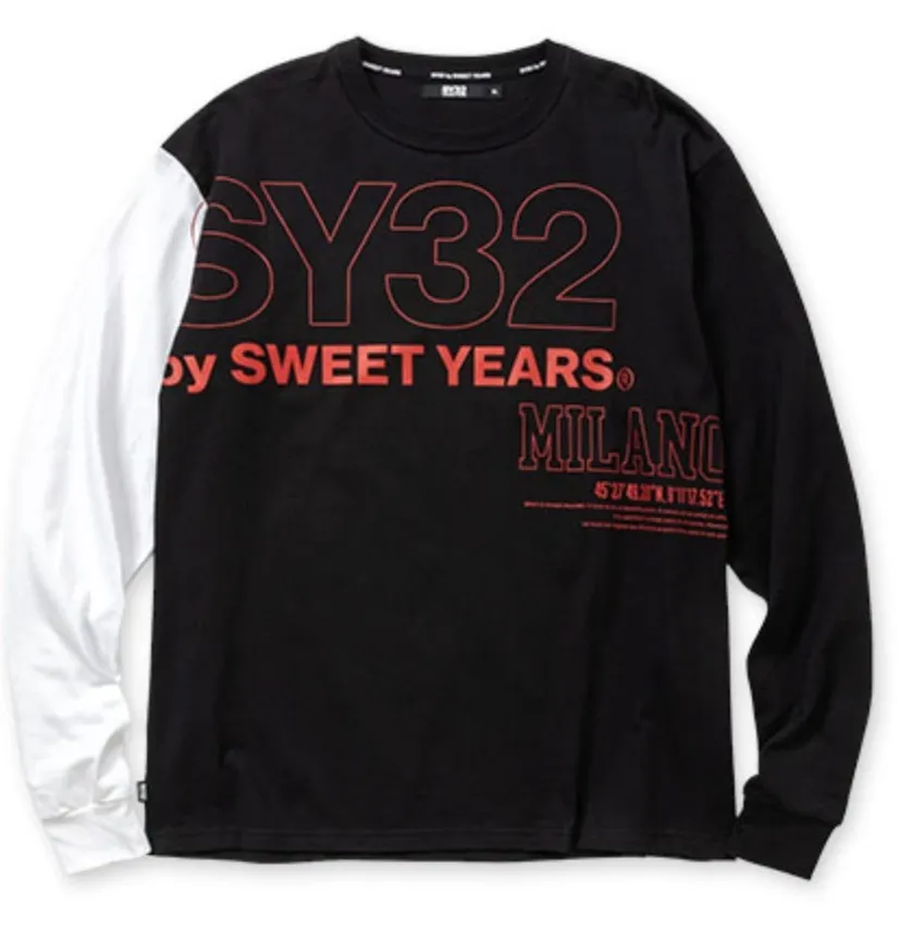 SWEET YEARS  |Crew Neck Bi-color Long Sleeves Cotton Long Sleeve T-shirt