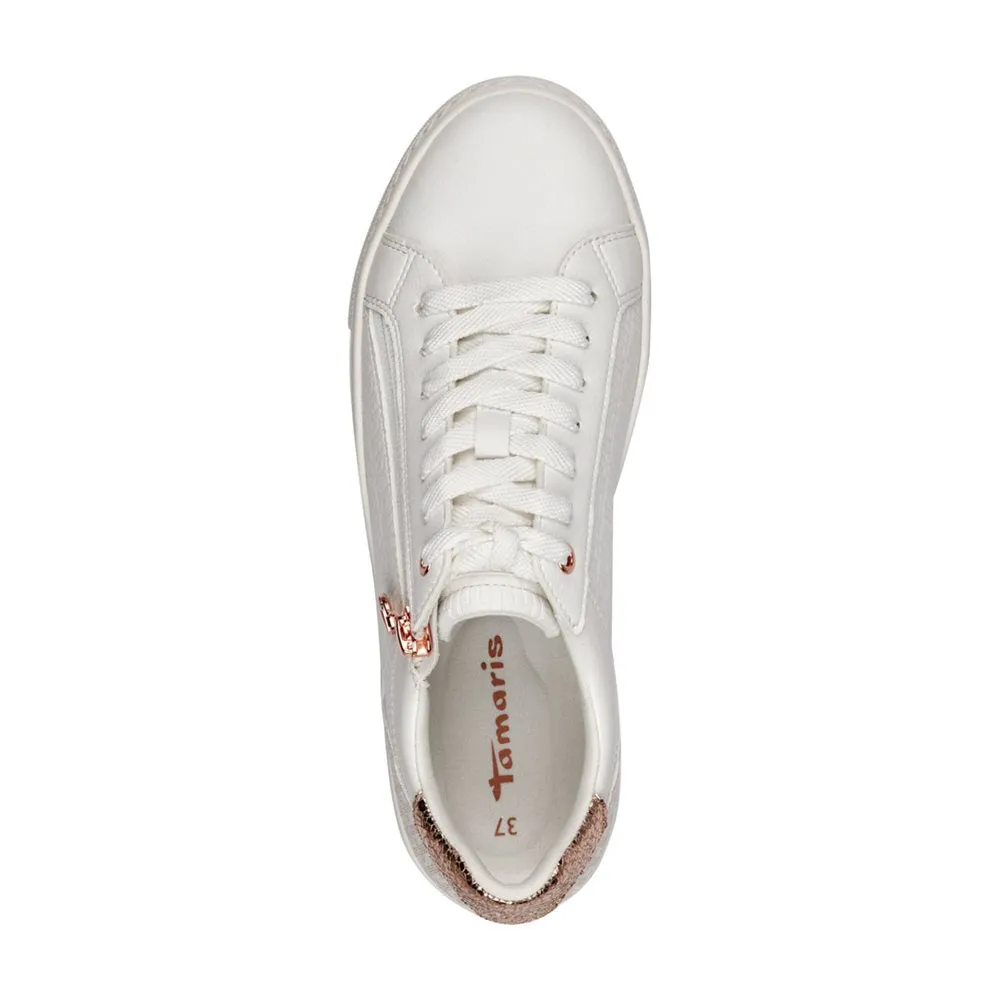 Tamaris White & Rose Gold Trainer