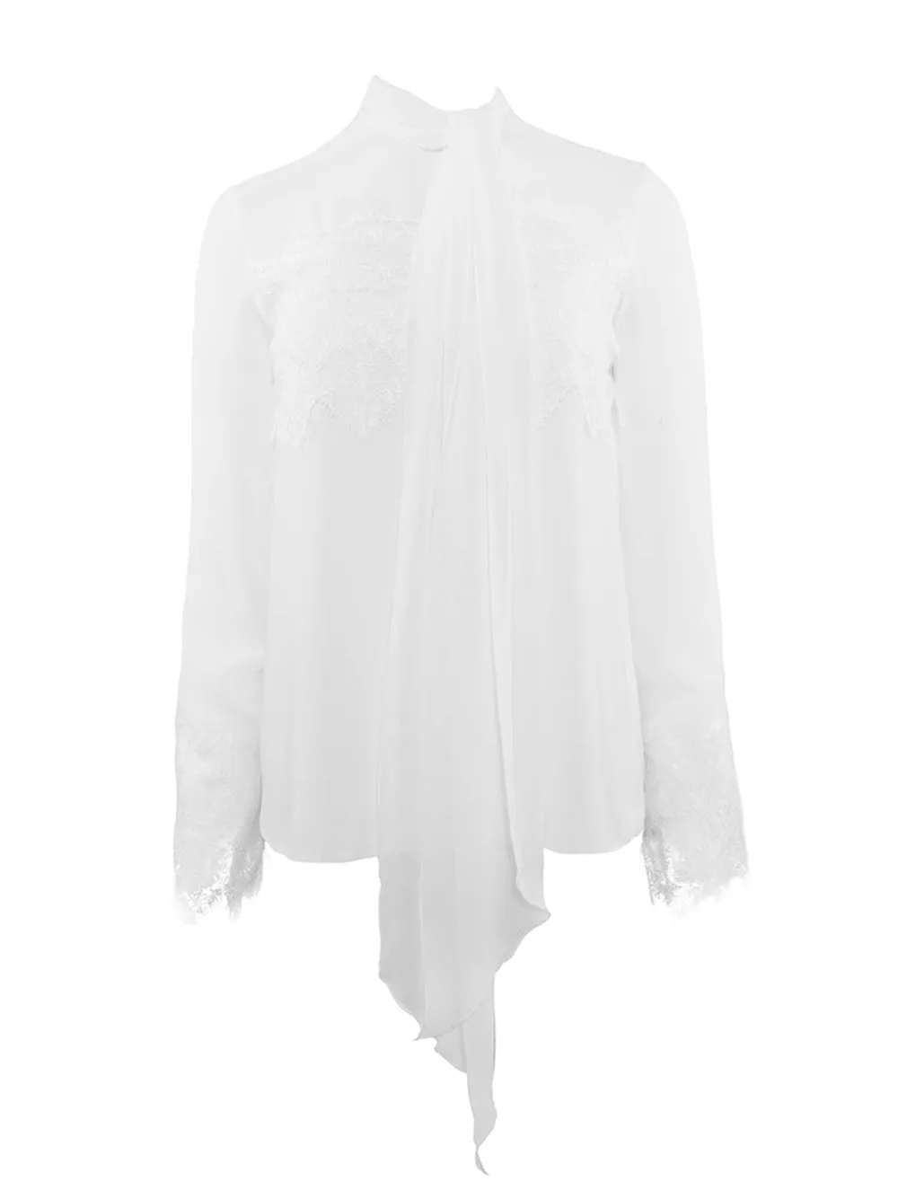 Theo Idalia Lace Trim Bow Blouse in Ivory