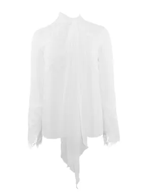 Theo Idalia Lace Trim Bow Blouse in Ivory