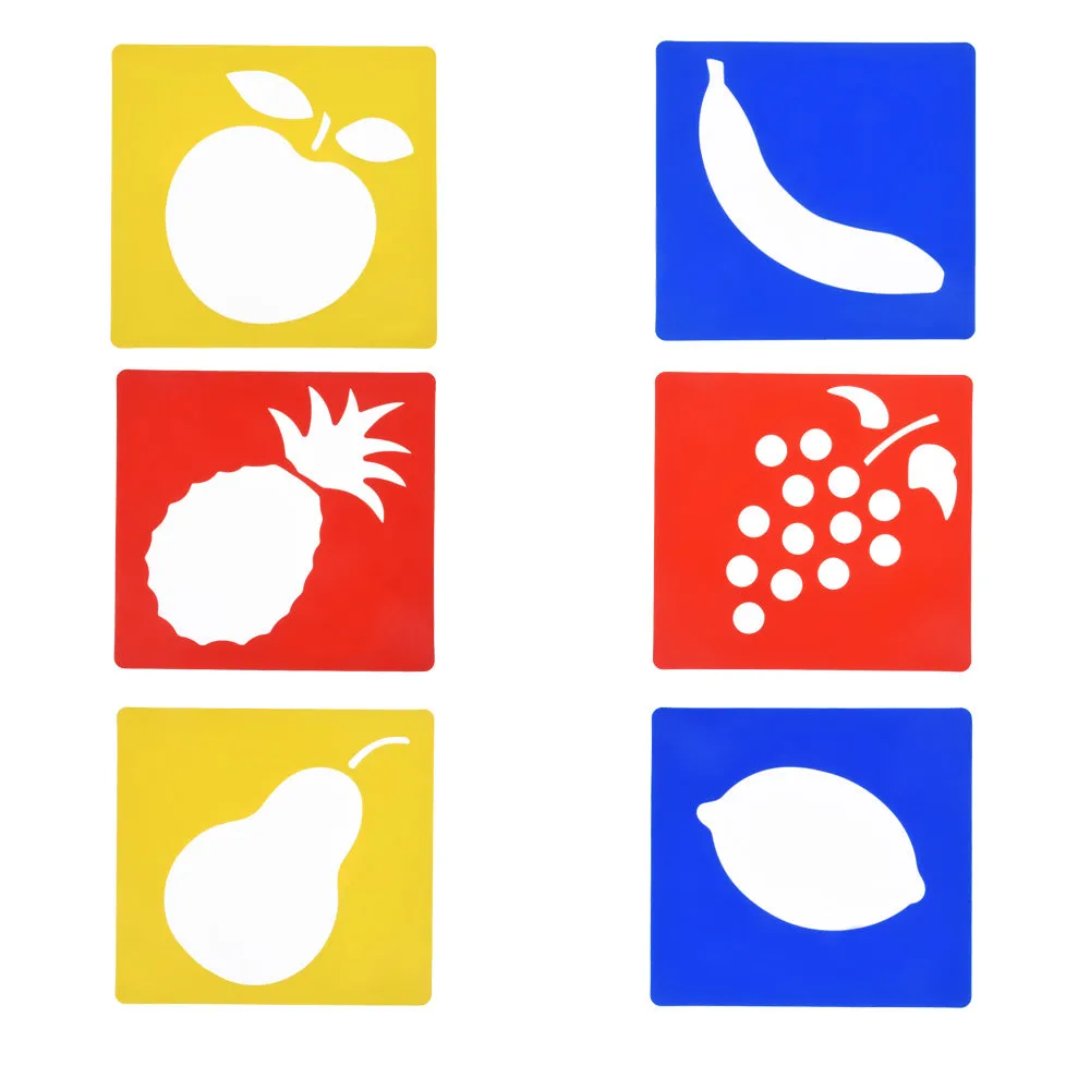 tibetara About 14*15cm Fruits stencils set lemon grape pineapple banana journal stencils Lovely design Template 6 each/lot