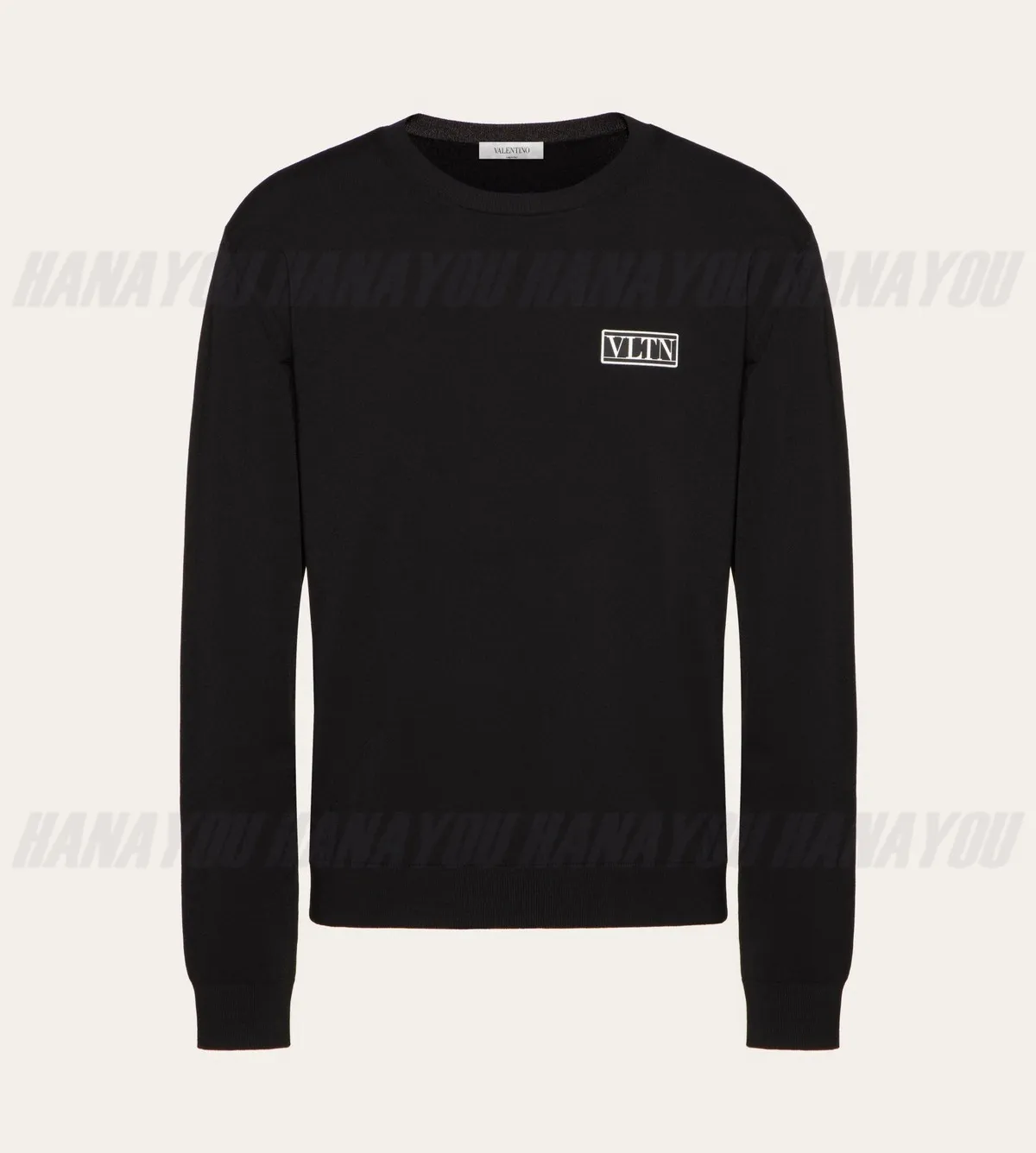 VALENTINO  |Crew Neck Pullovers Nylon Fine Gauge Long Sleeves Plain Logo