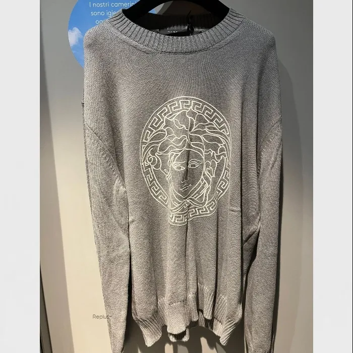 VERSACE  |Crew Neck Pullovers Unisex Street Style Long Sleeves Plain