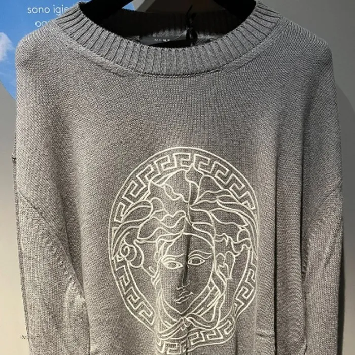 VERSACE  |Crew Neck Pullovers Unisex Street Style Long Sleeves Plain