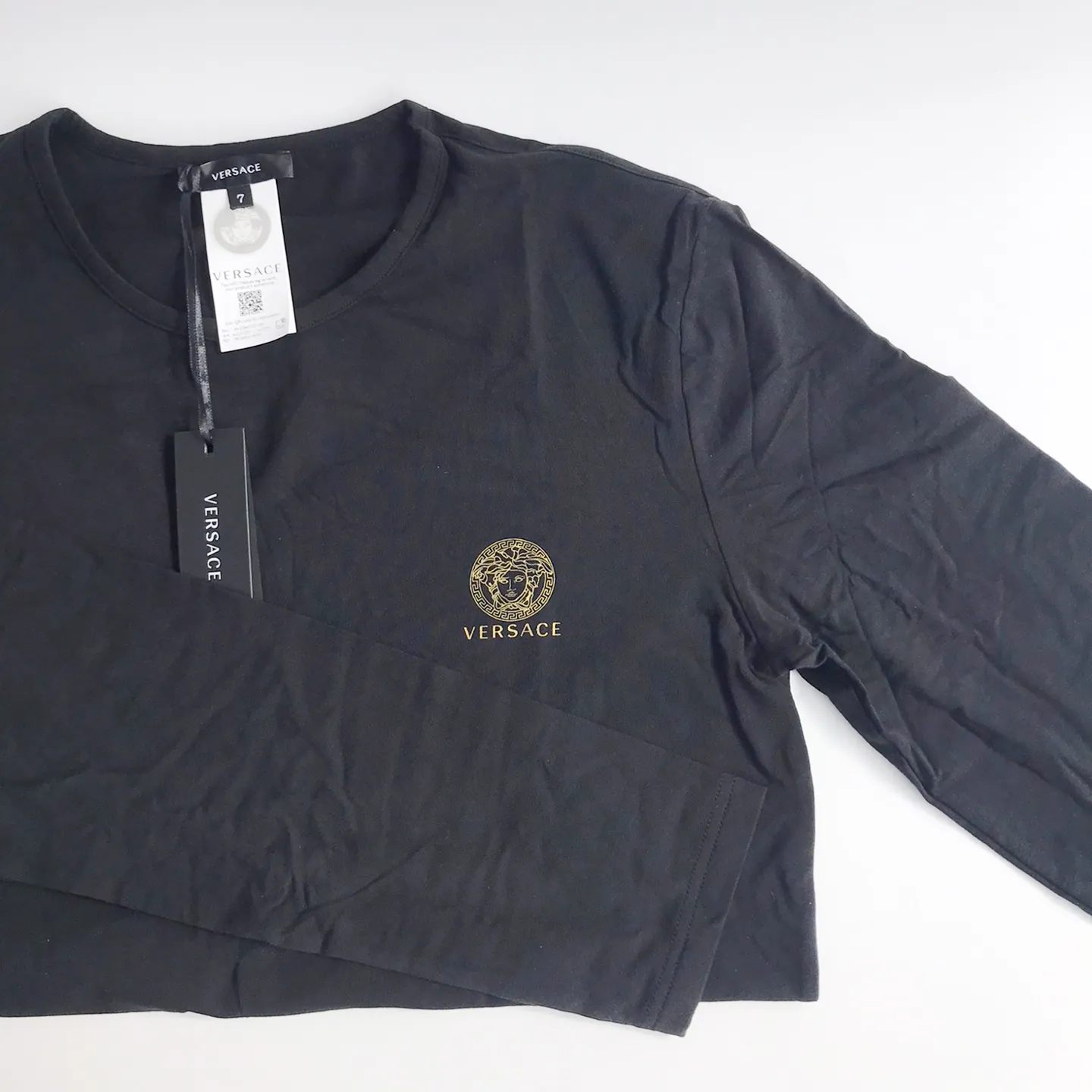 VERSACE  |Crew Neck Street Style Long Sleeves Plain Cotton