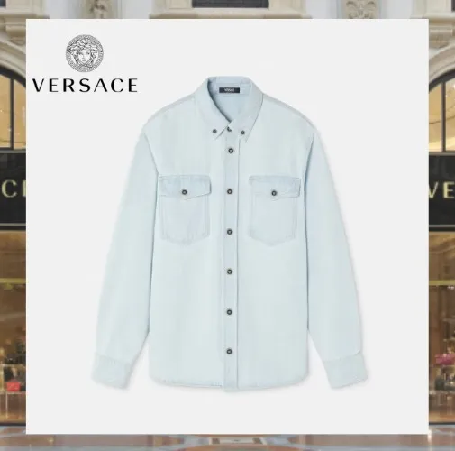 VERSACE  |Denim Long Sleeves Luxury Shirts