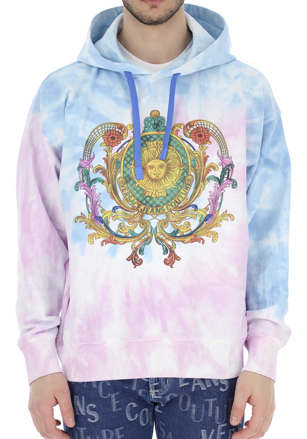 VERSACE JEANS  |Pullovers Unisex Street Style Tie-dye Long Sleeves Cotton