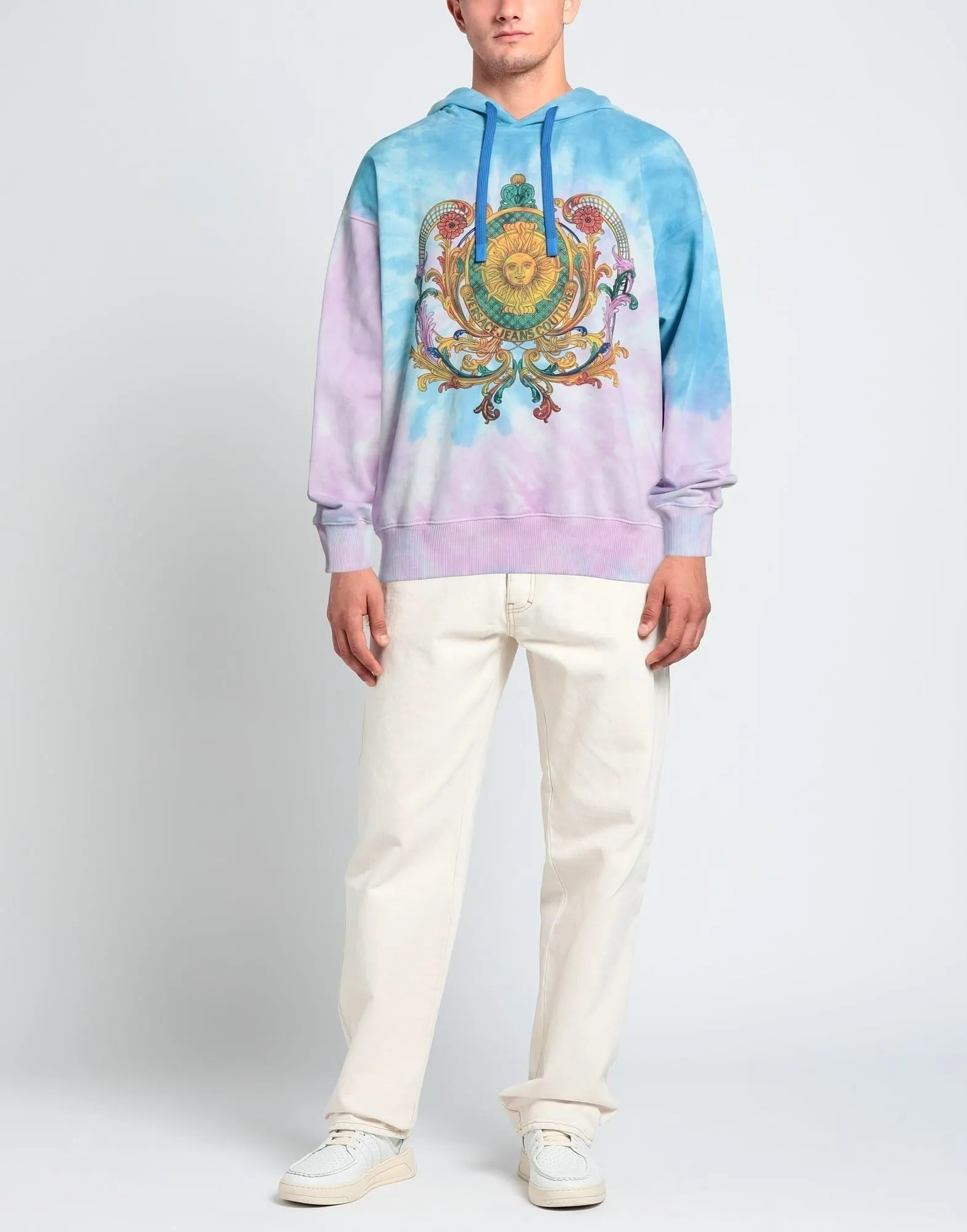 VERSACE JEANS  |Pullovers Unisex Street Style Tie-dye Long Sleeves Cotton