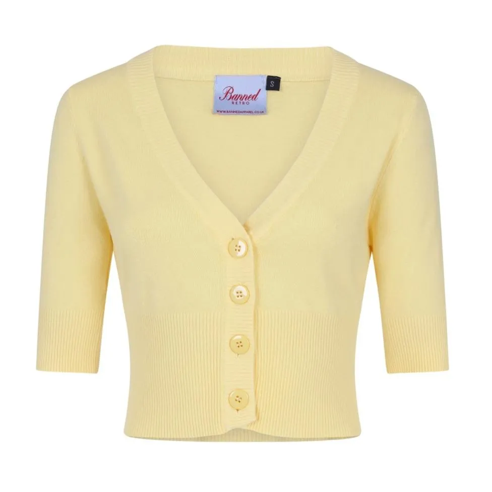 Vintage Half Sleeve Yellow Cardigan