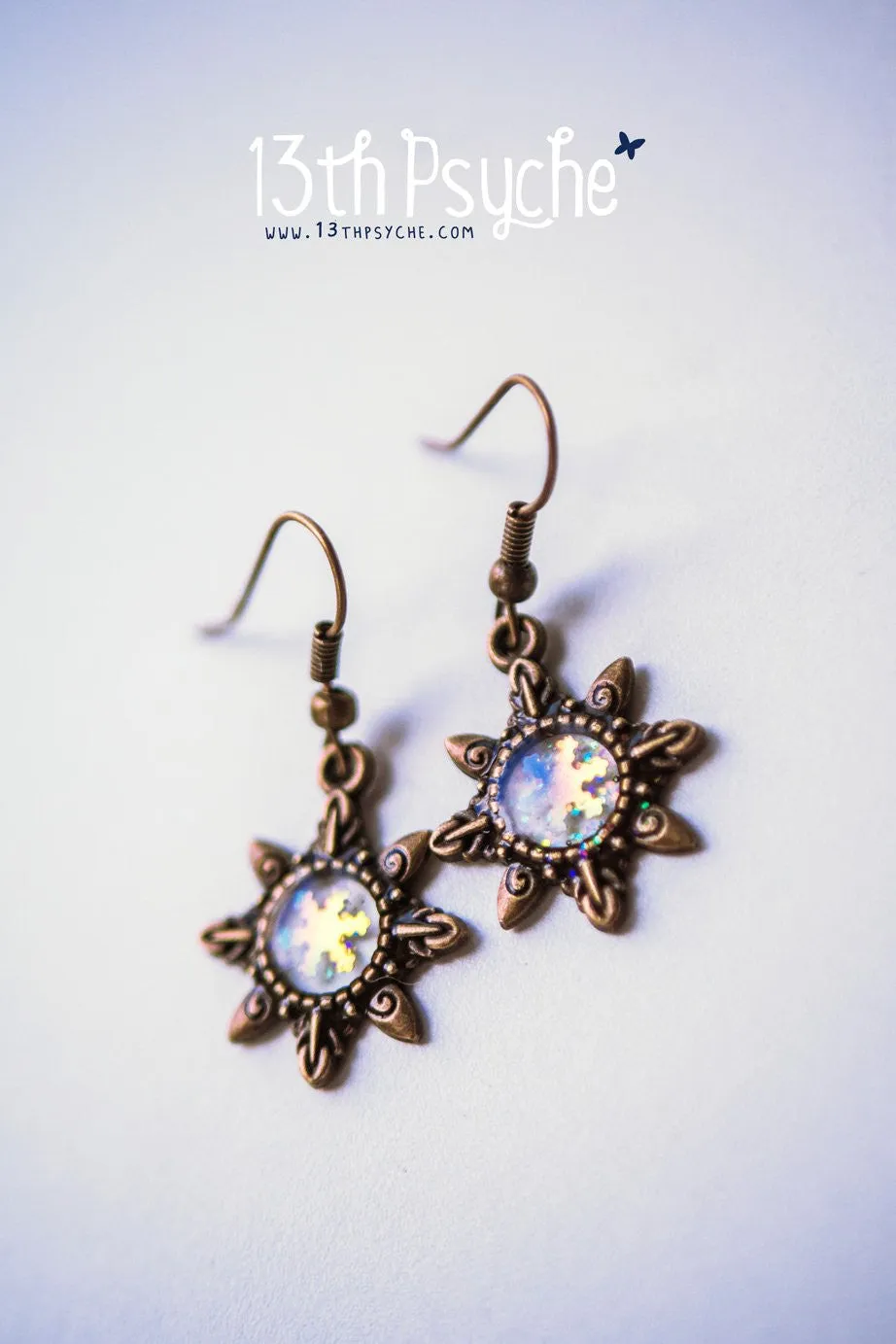 Winter inspired, snowflake dangle drop earrings