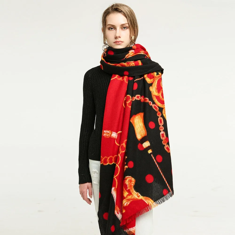 Winter Women's Cashmere Shawls Warm Long Blanket Scarves Soft Wraps