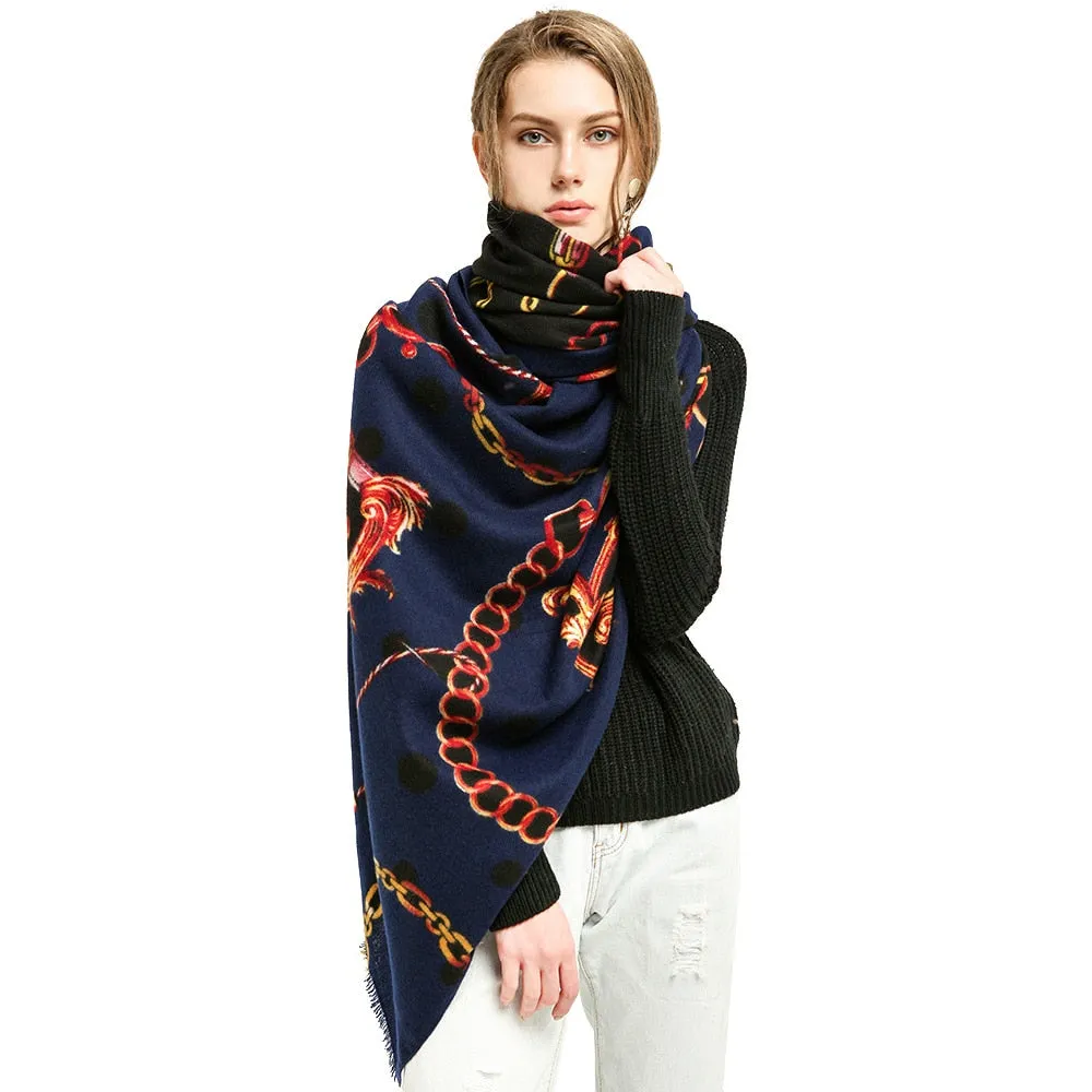 Winter Women's Cashmere Shawls Warm Long Blanket Scarves Soft Wraps