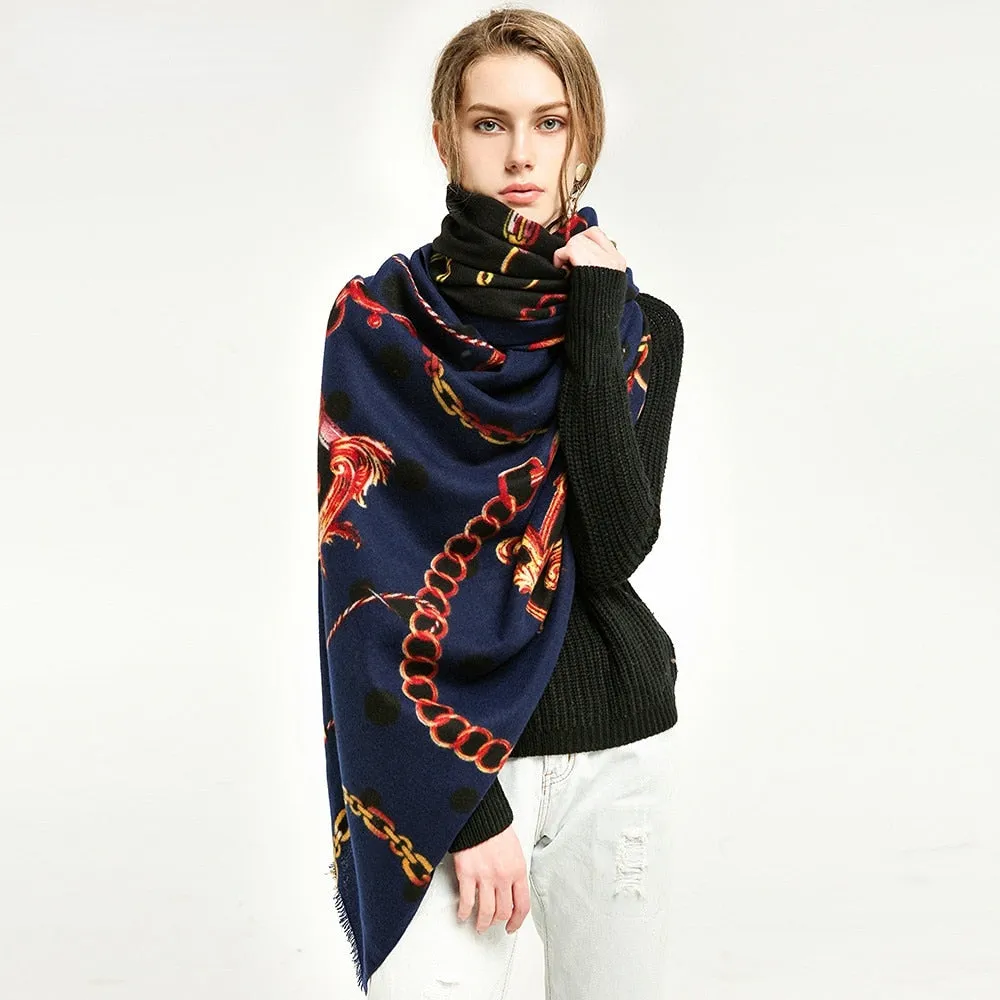 Winter Women's Cashmere Shawls Warm Long Blanket Scarves Soft Wraps