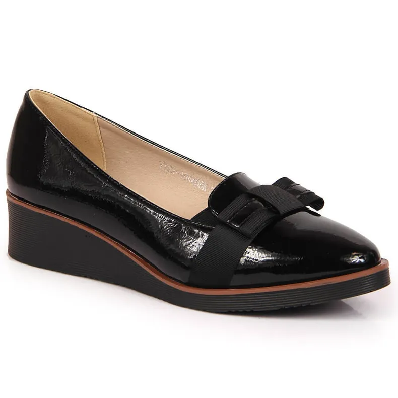 Women's lace-up wedge shoes with a black bow Vinceza