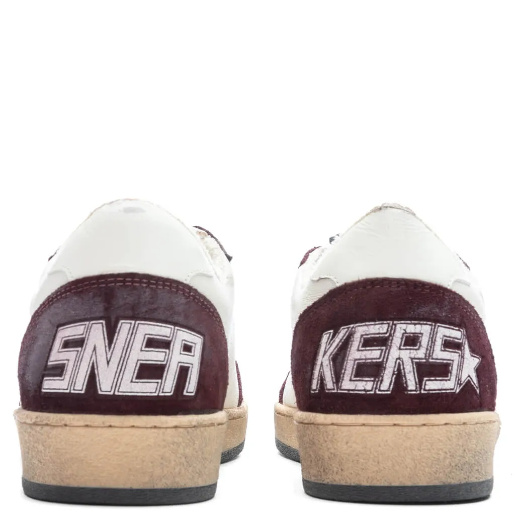 Women's Sneakers Leather Suede Ball Star - Red Wine/White