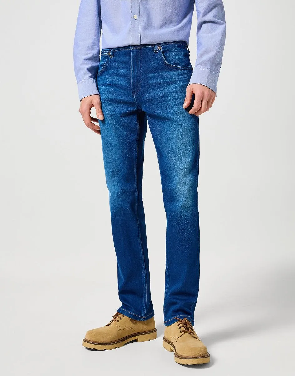 Wrangler Greensboro Straight Denim Jeans Blue Jam