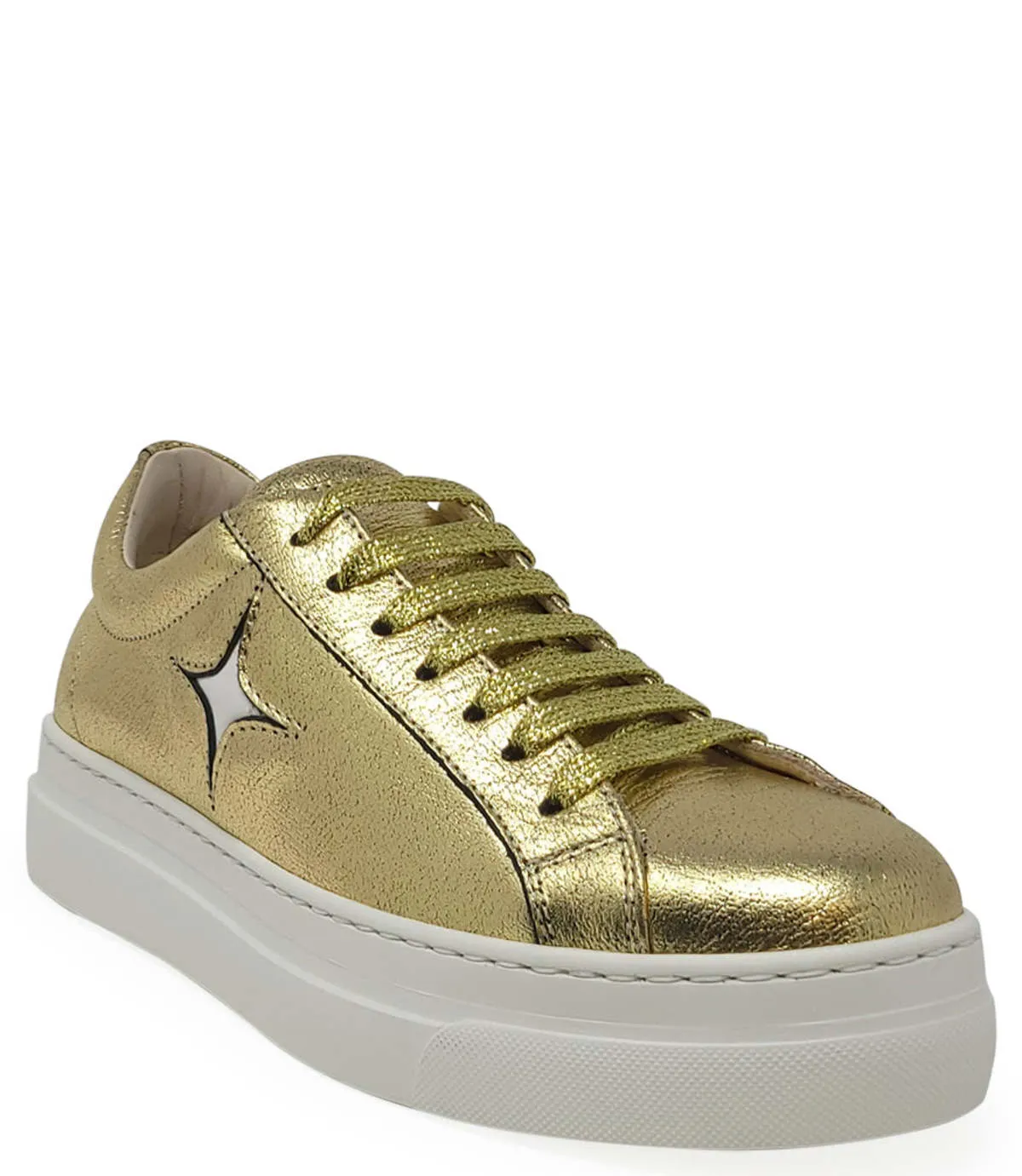 x MADISON MAISON LEATHER PLATFORM SNEAKER - GOLD