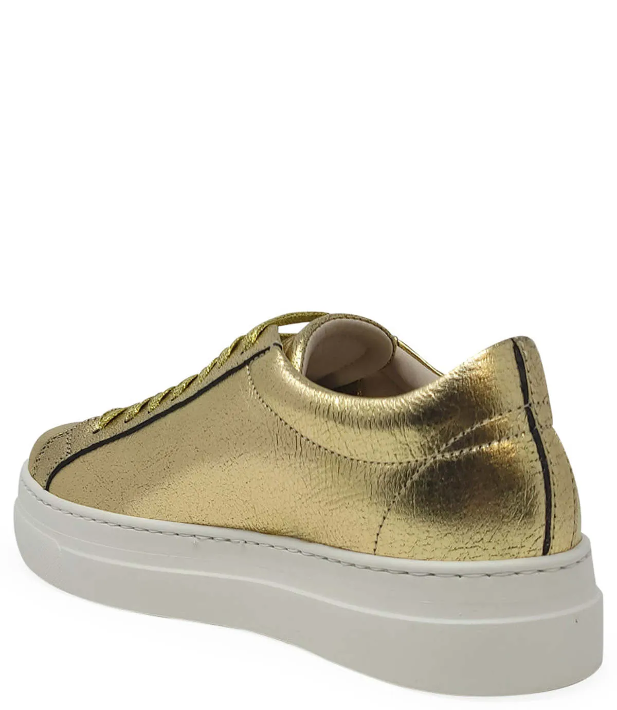 x MADISON MAISON LEATHER PLATFORM SNEAKER - GOLD