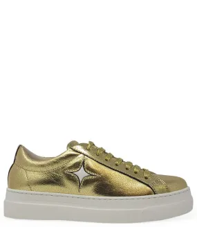 x MADISON MAISON LEATHER PLATFORM SNEAKER - GOLD