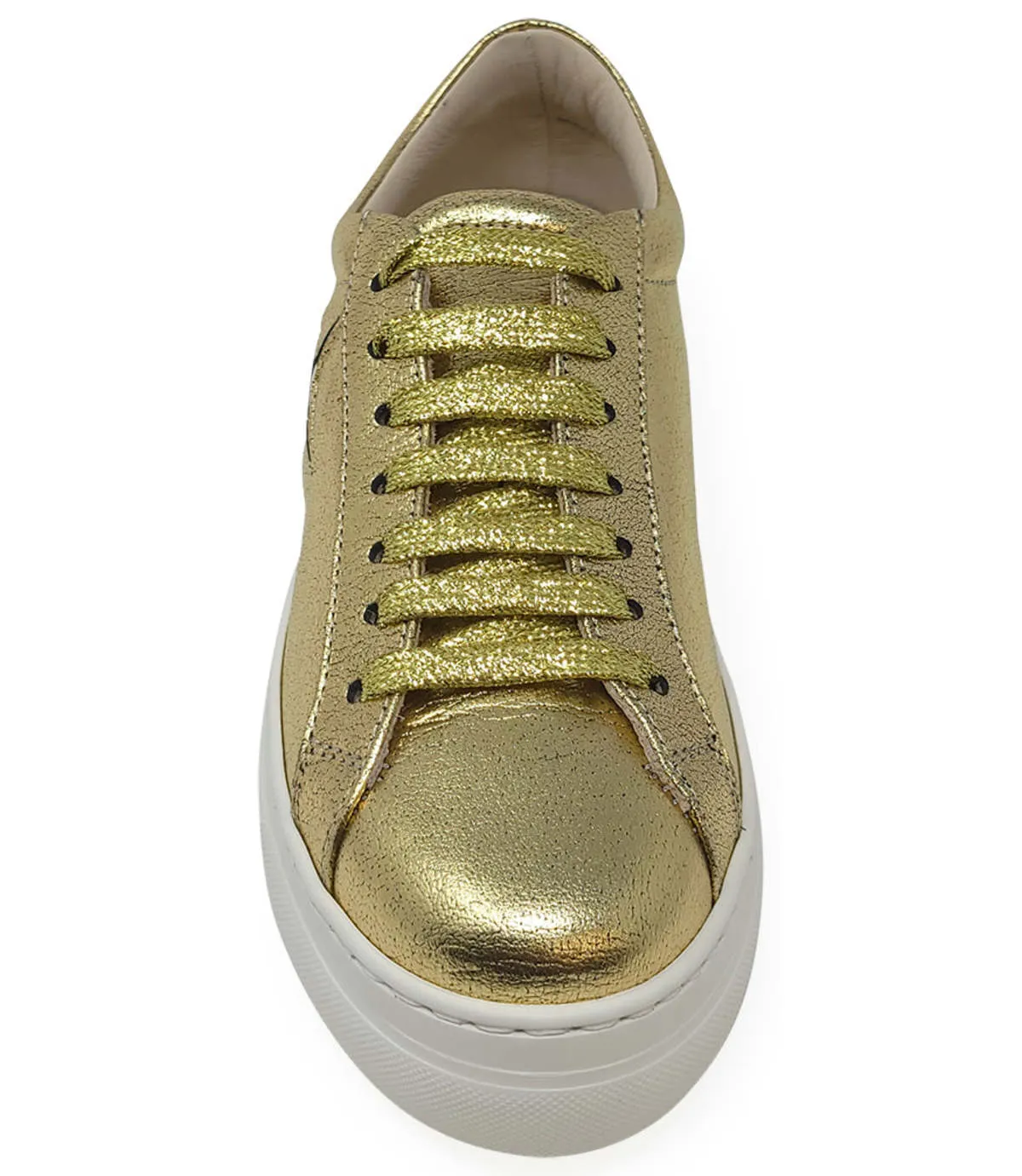 x MADISON MAISON LEATHER PLATFORM SNEAKER - GOLD