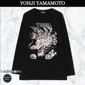 Yohji Yamamoto  |Pullovers U-Neck Long Sleeves Other Animal Patterns Cotton