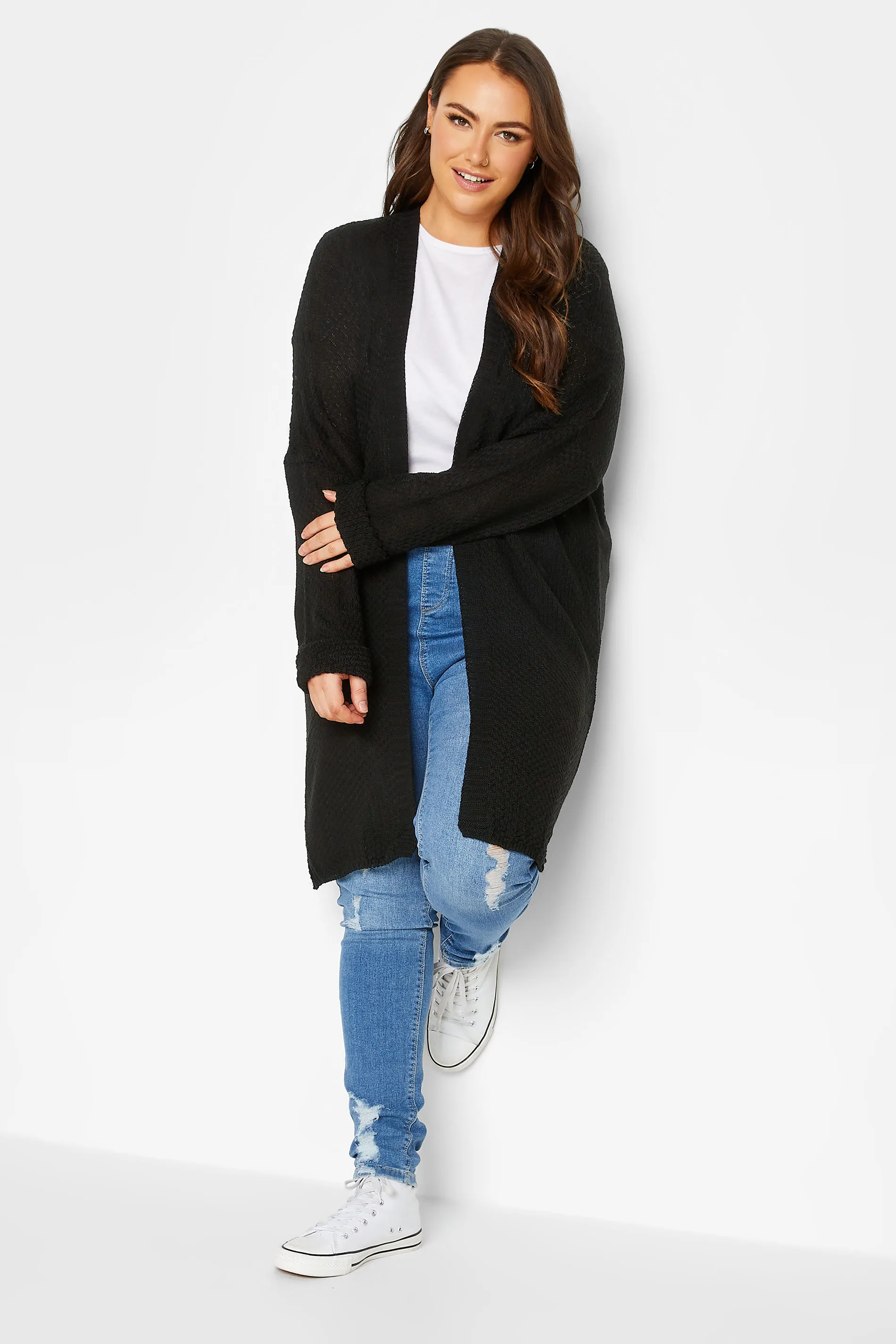 YOURS Curve Black Ribbed Cardigan