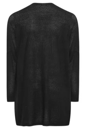 YOURS Curve Black Ribbed Cardigan