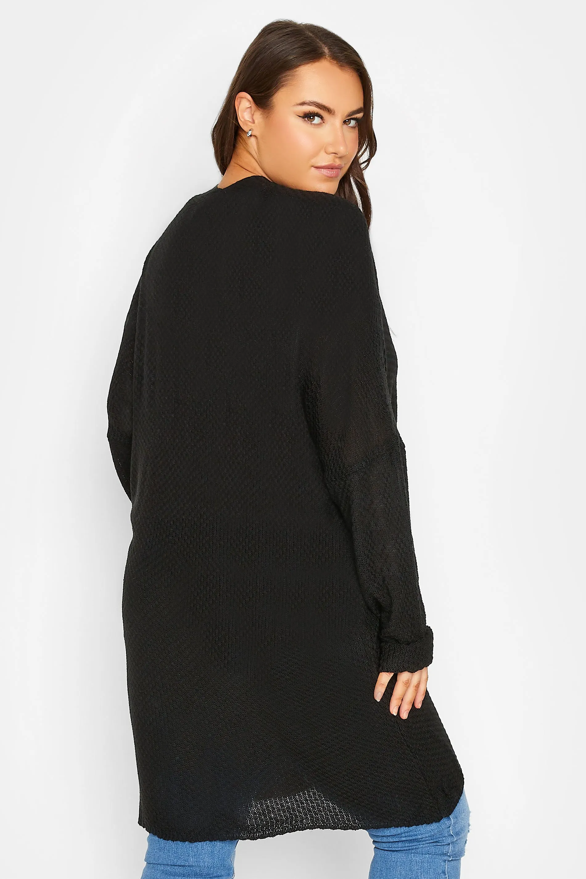 YOURS Curve Black Ribbed Cardigan