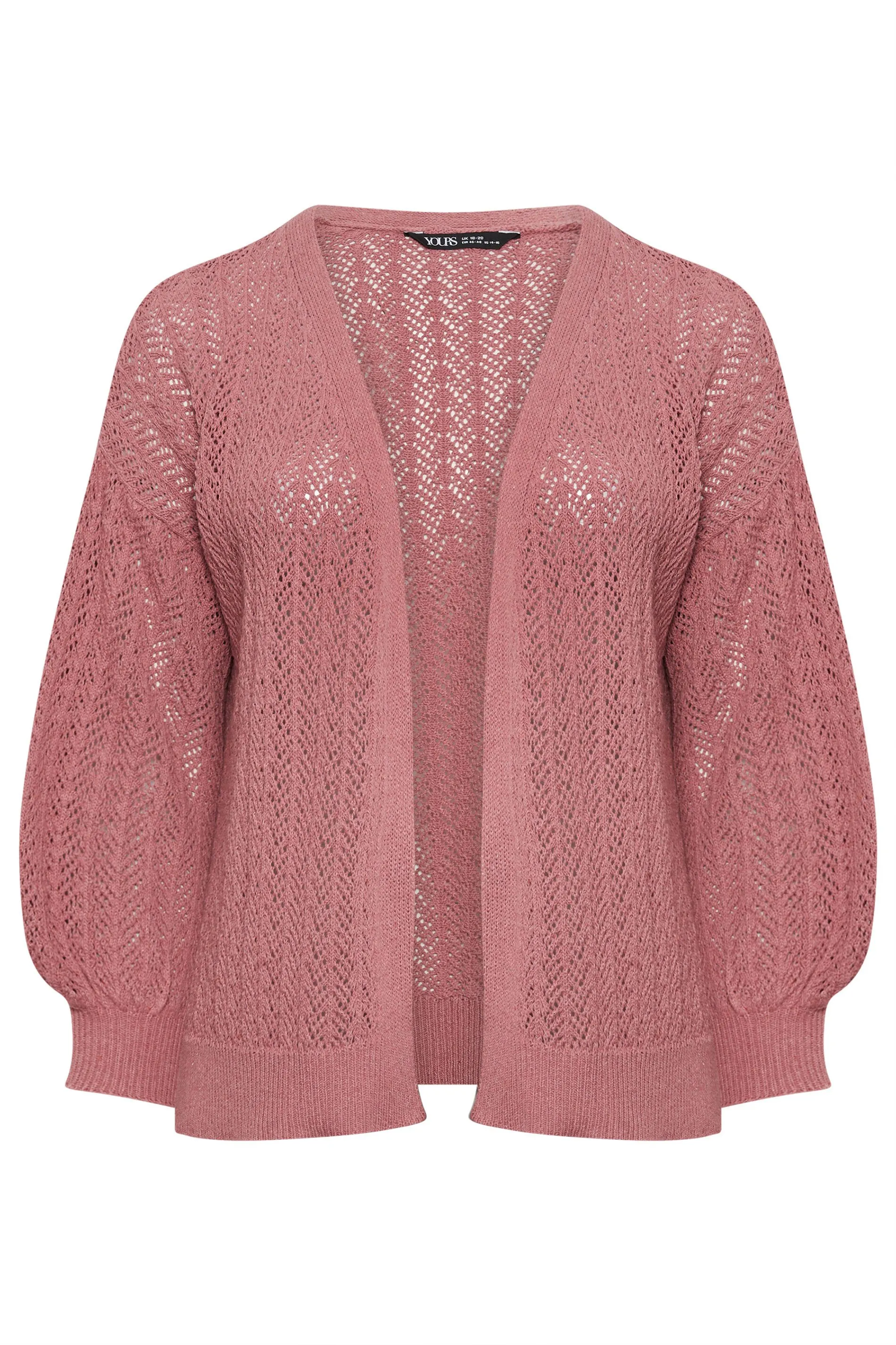 YOURS Curve Pink Pointelle Cardigan