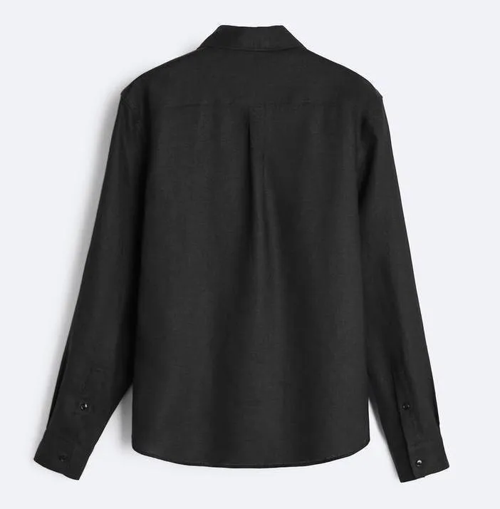 ZARA  |Linen Long Sleeves Plain Shirts