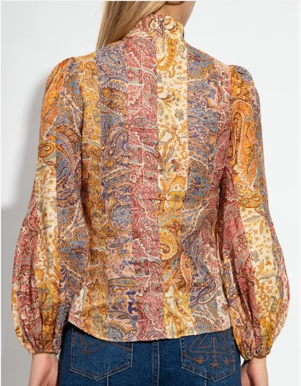 Zimmermann  |Paisley Casual Style Long Sleeves Office Style Elegant Style